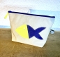 Preview: Segeltuchtasche mit blau/neongelben Fisch
